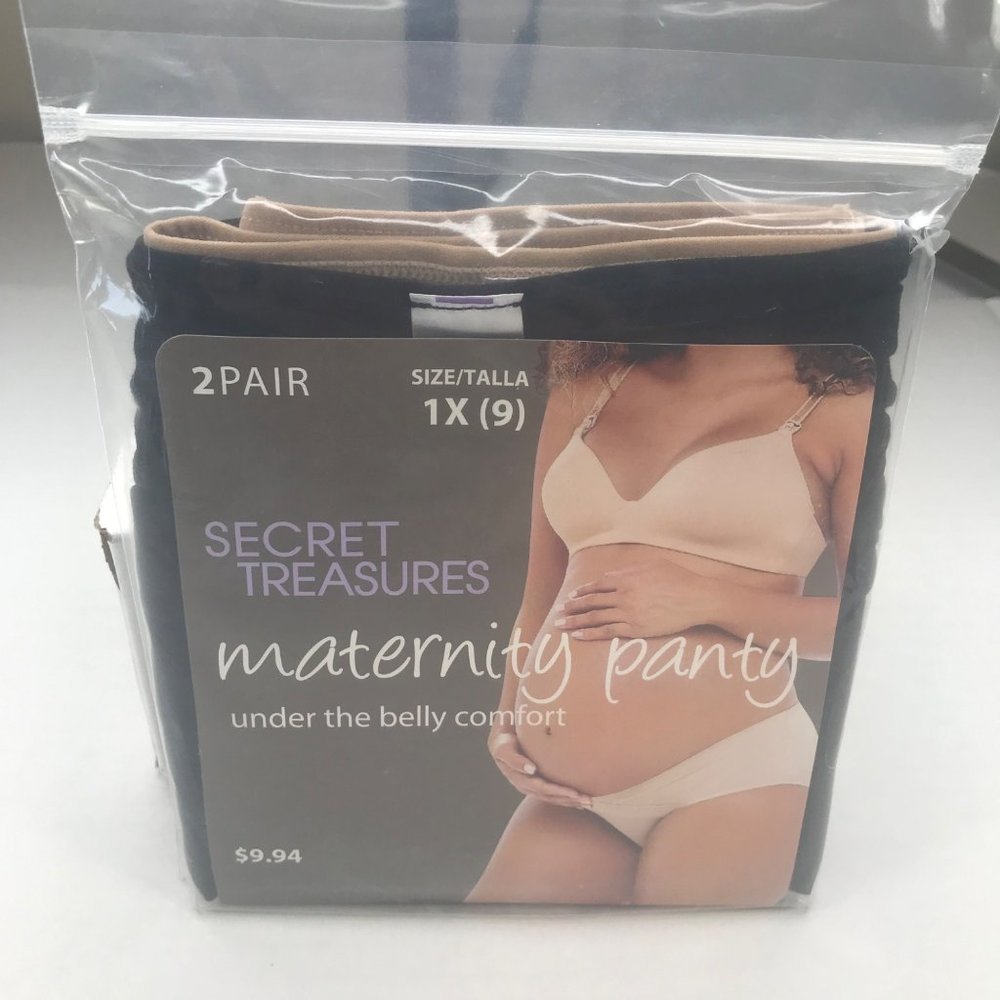 2 Pack Secret Treasures Women's Size 1X 9 Maternity Panty Under Belly Comfort